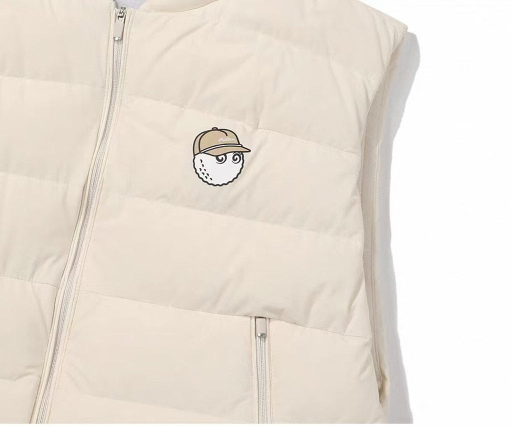 Malbon Golf Women’s Premium Duck Down Insulated Vest beige chest logo detail