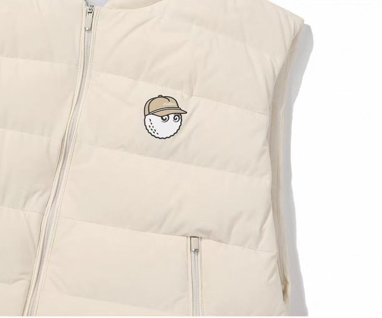 Malbon Golf Women’s Premium Duck Down Insulated Vest beige chest logo detail