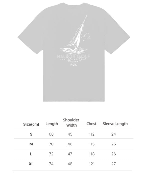 Malbon men's Vesta crewneck golf T-shirt Cream size chart