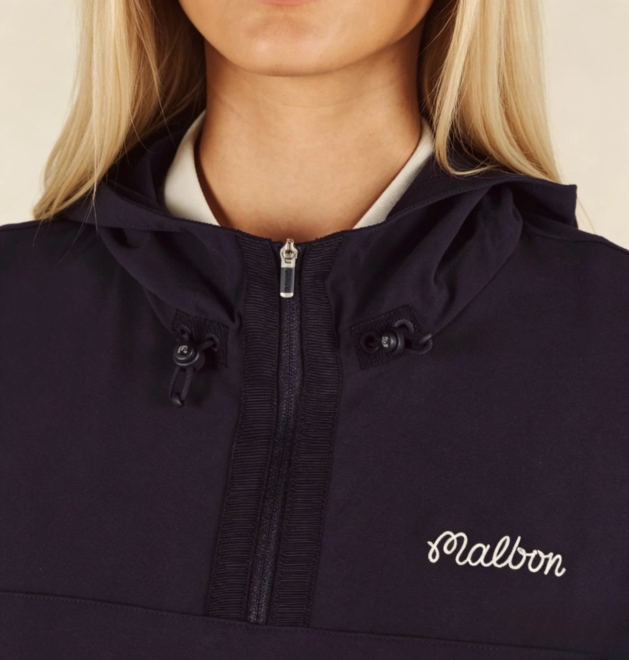 Malbon Studio Seoul Woven Anorak Navy Navy golf anorak front view