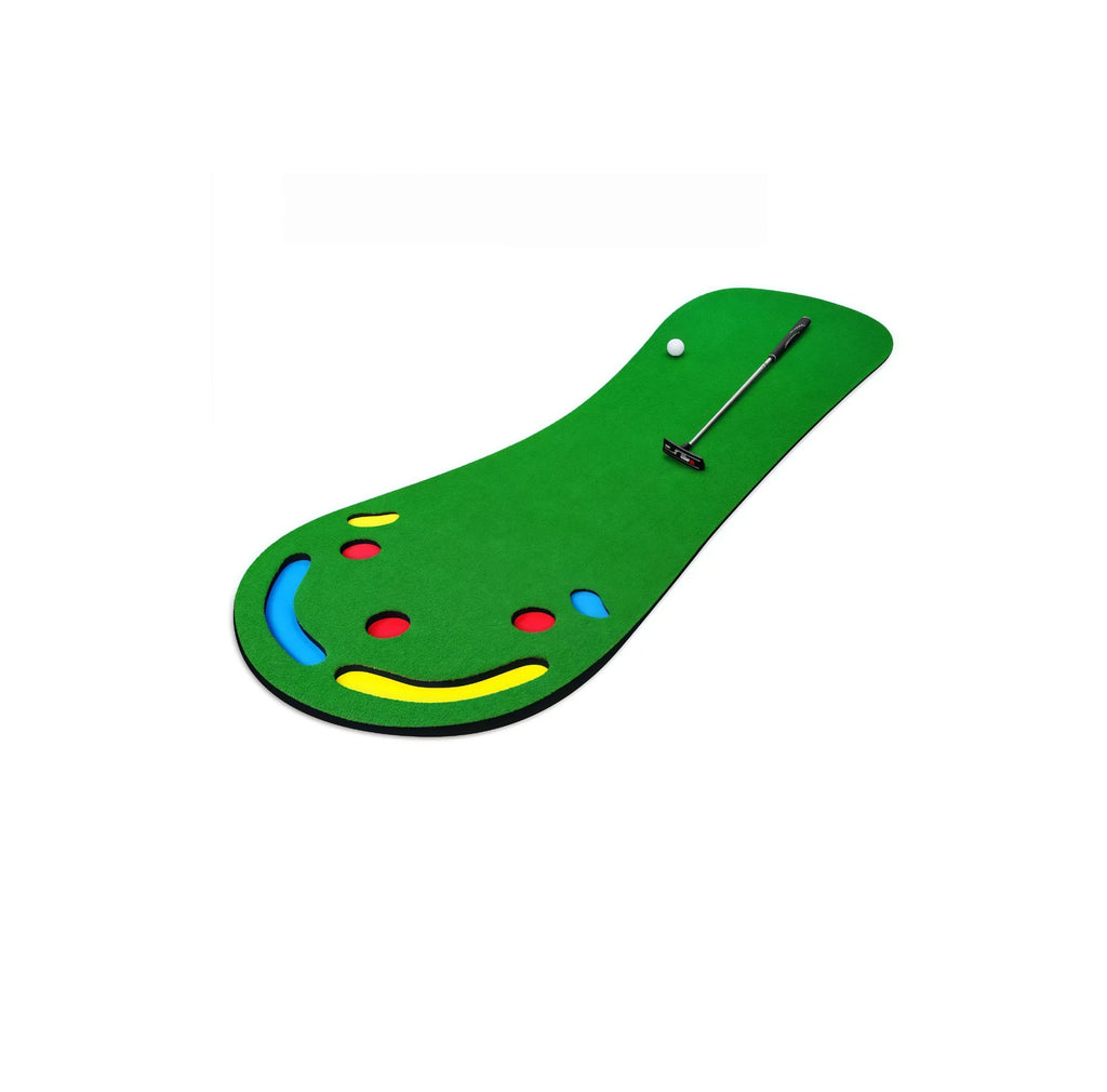 PGM Golf Putting Green Mat indoor outdoor home practice trainer hero shot with integrated cup