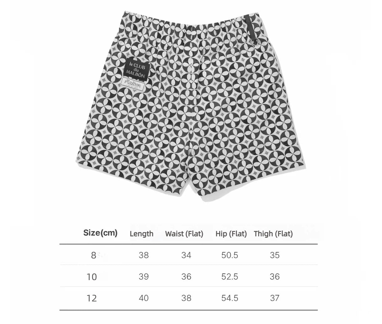 Malbon Women's Quick-Dry Printed Shorts Blue Print size chart