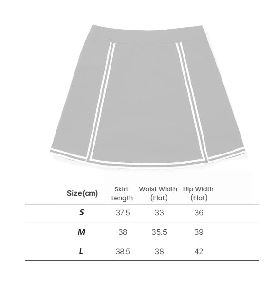 Malbon women's golf skort with built-in shorts — sizing chart reference