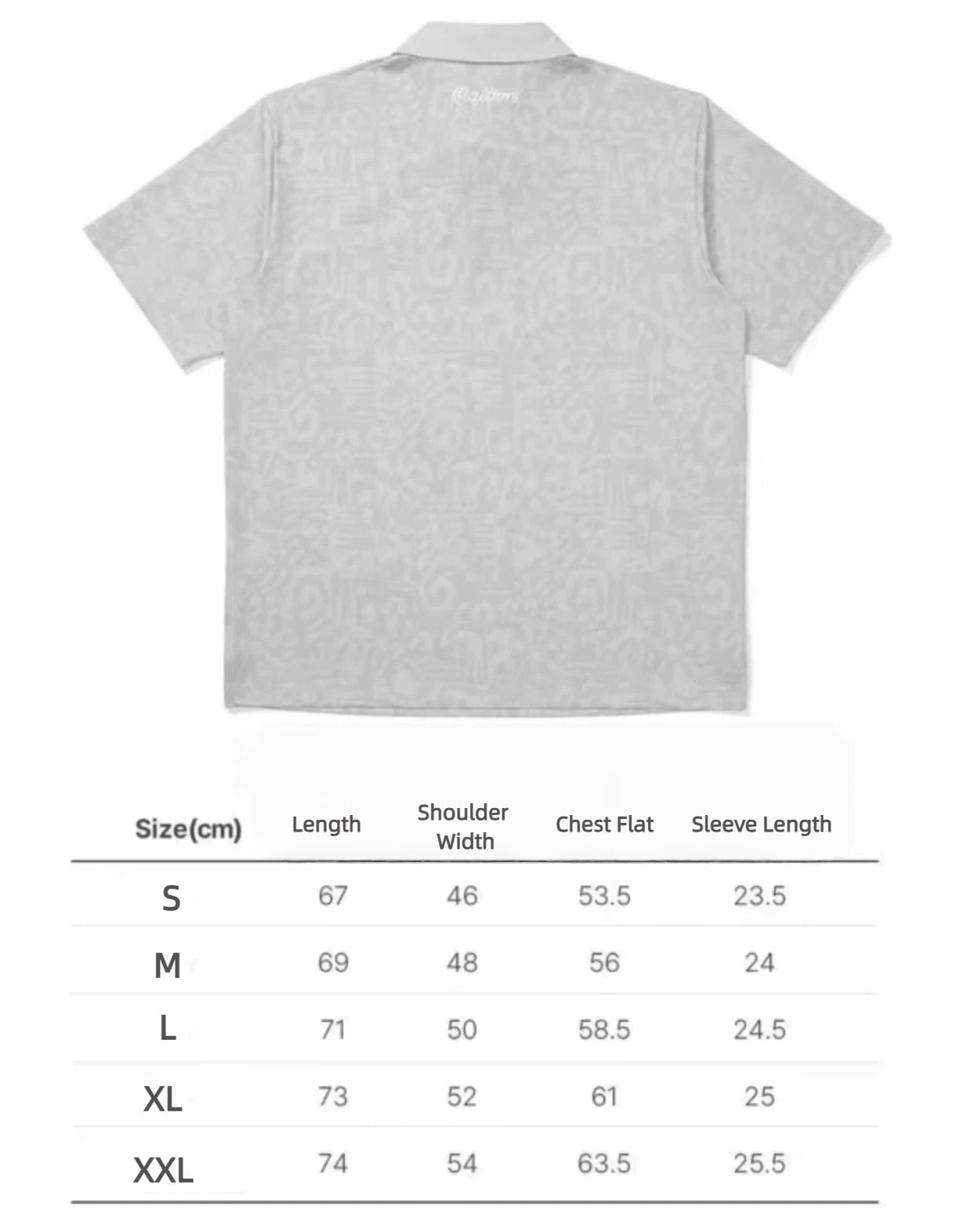 Malbon men's lightweight cooling quick-dry golf polo shirt White size chart