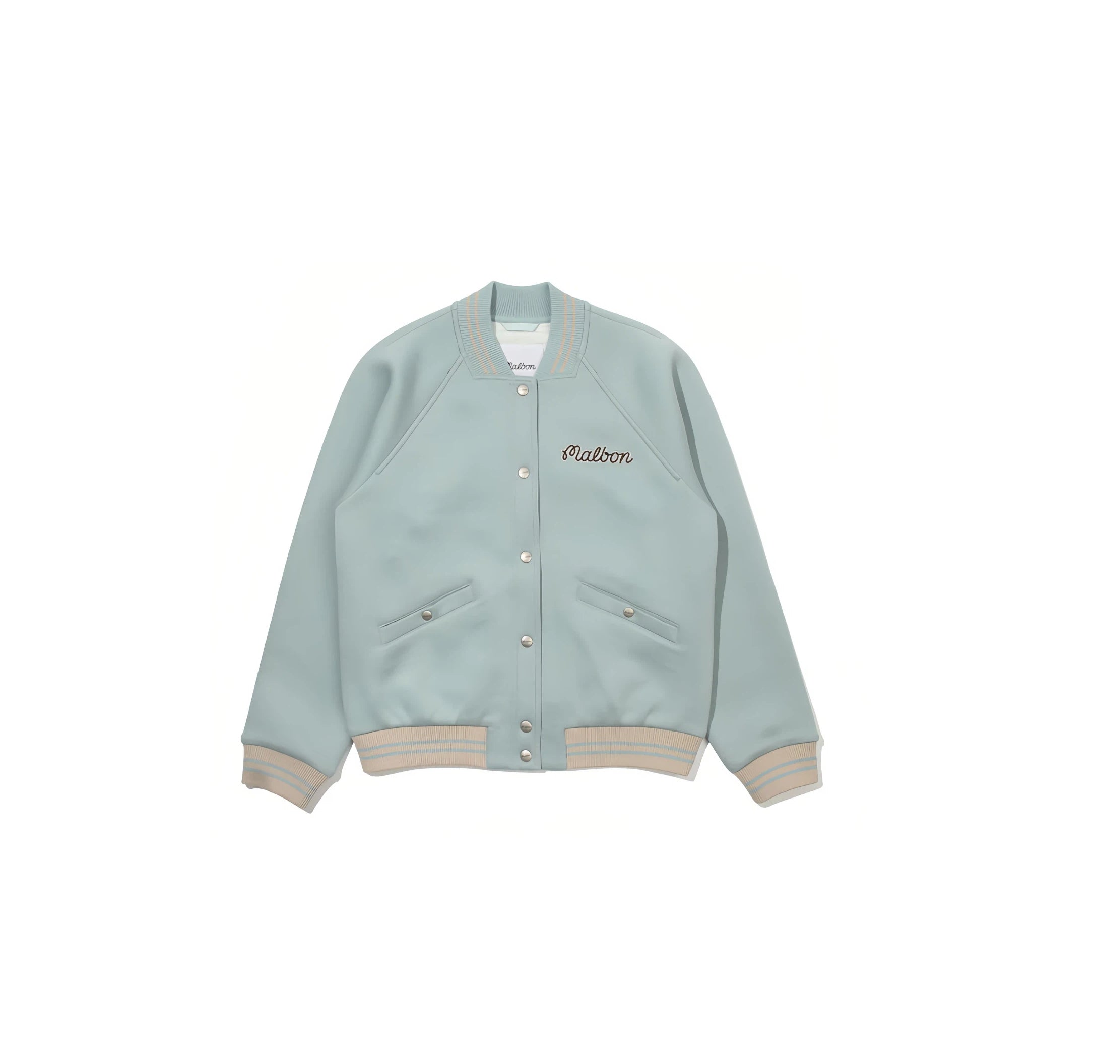 Malbon women stand collar golf jacket in mint green front view