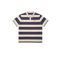 Malbon striped golf polo in beige front view