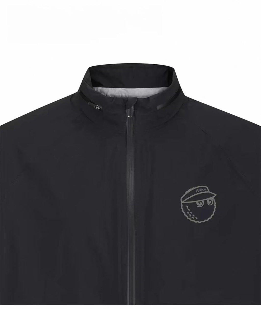 Malbon Studio Seoul Rain Jacket Black golf rain jacket front view