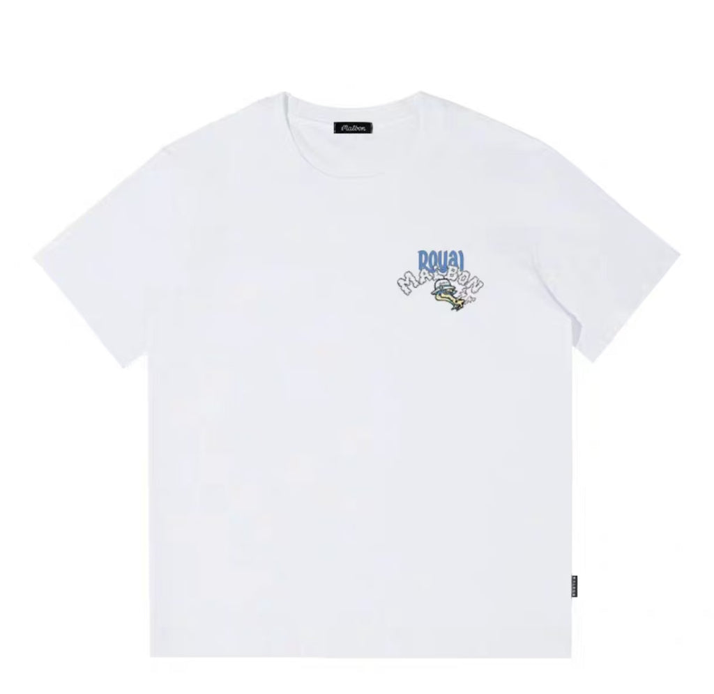 Malbon Unisex Dragon Graphic Heavyweight Golf T-Shirt White front view