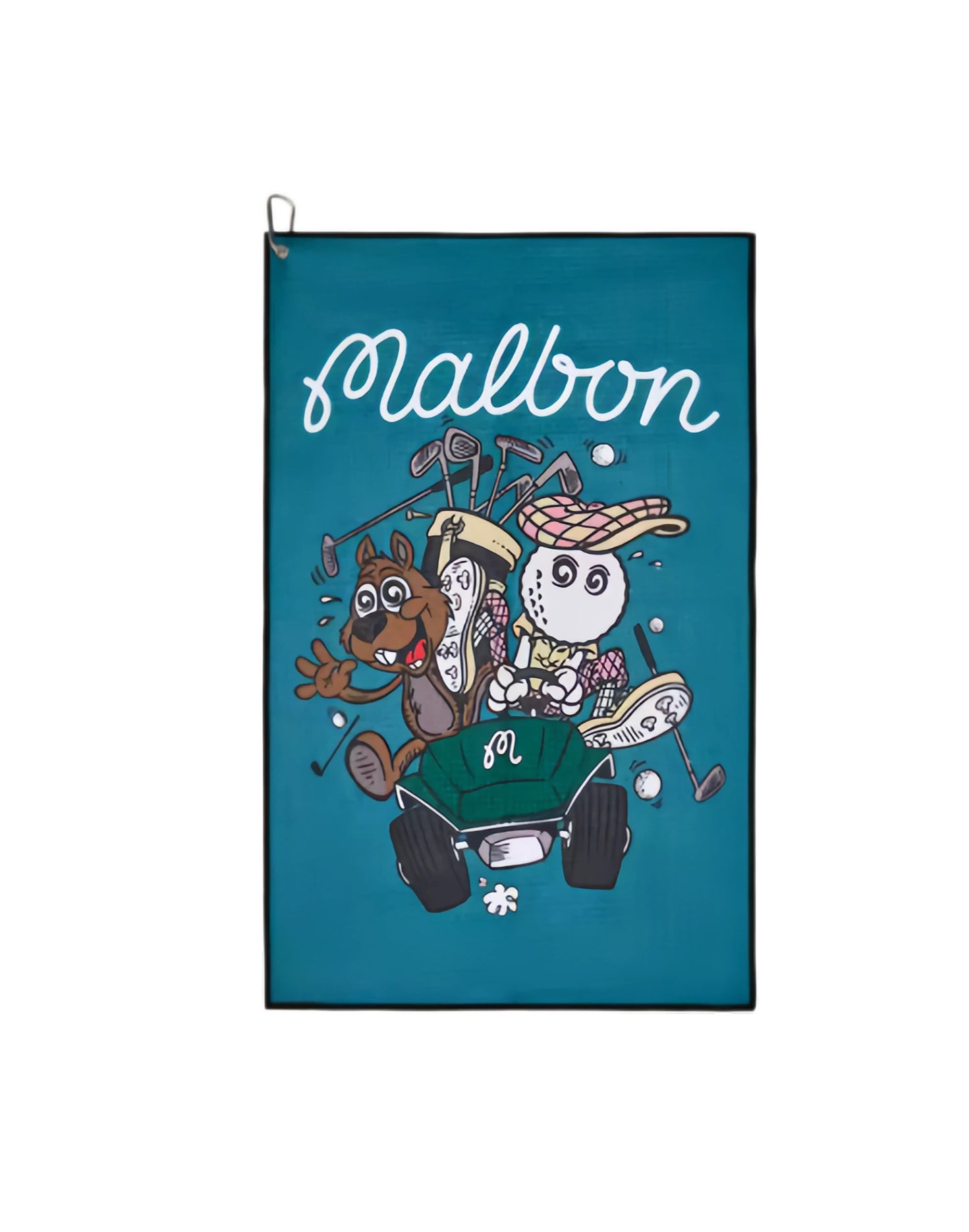 Malbon Microfiber Golf Towel Cleaning Cloth — wiping a golf clubface