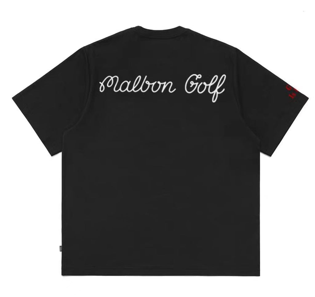 Malbon black Barrel Cuff heavyweight T-shirt back view