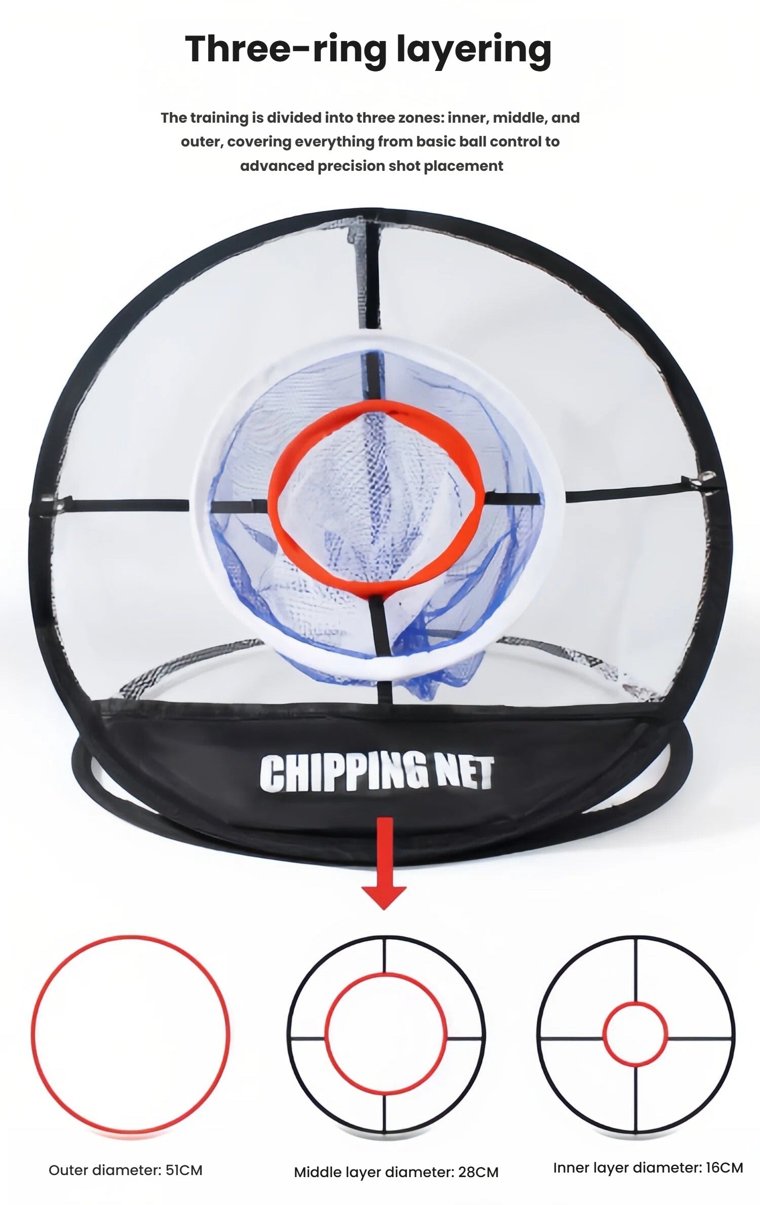 Caiton golf chipping net inner target pocket close-up