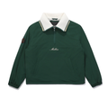 Malbon women's oversized collar casual sporty golf sweatshirt in Green, front view