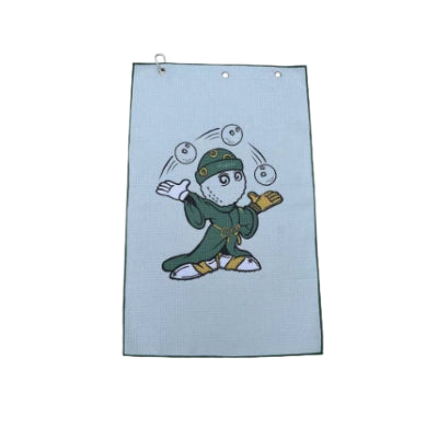 Malbon Microfiber Golf Towel Cleaning Cloth — cleaning a golf ball