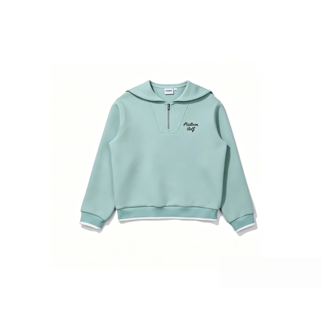 Malbon women half zip sweatshirt detail of bunny logo embroidery
