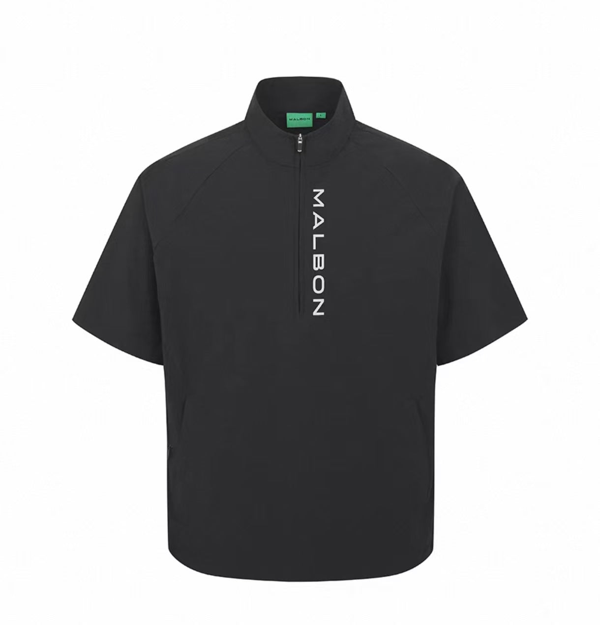 Malbon men Black short-sleeve half-zip golf jacket front view