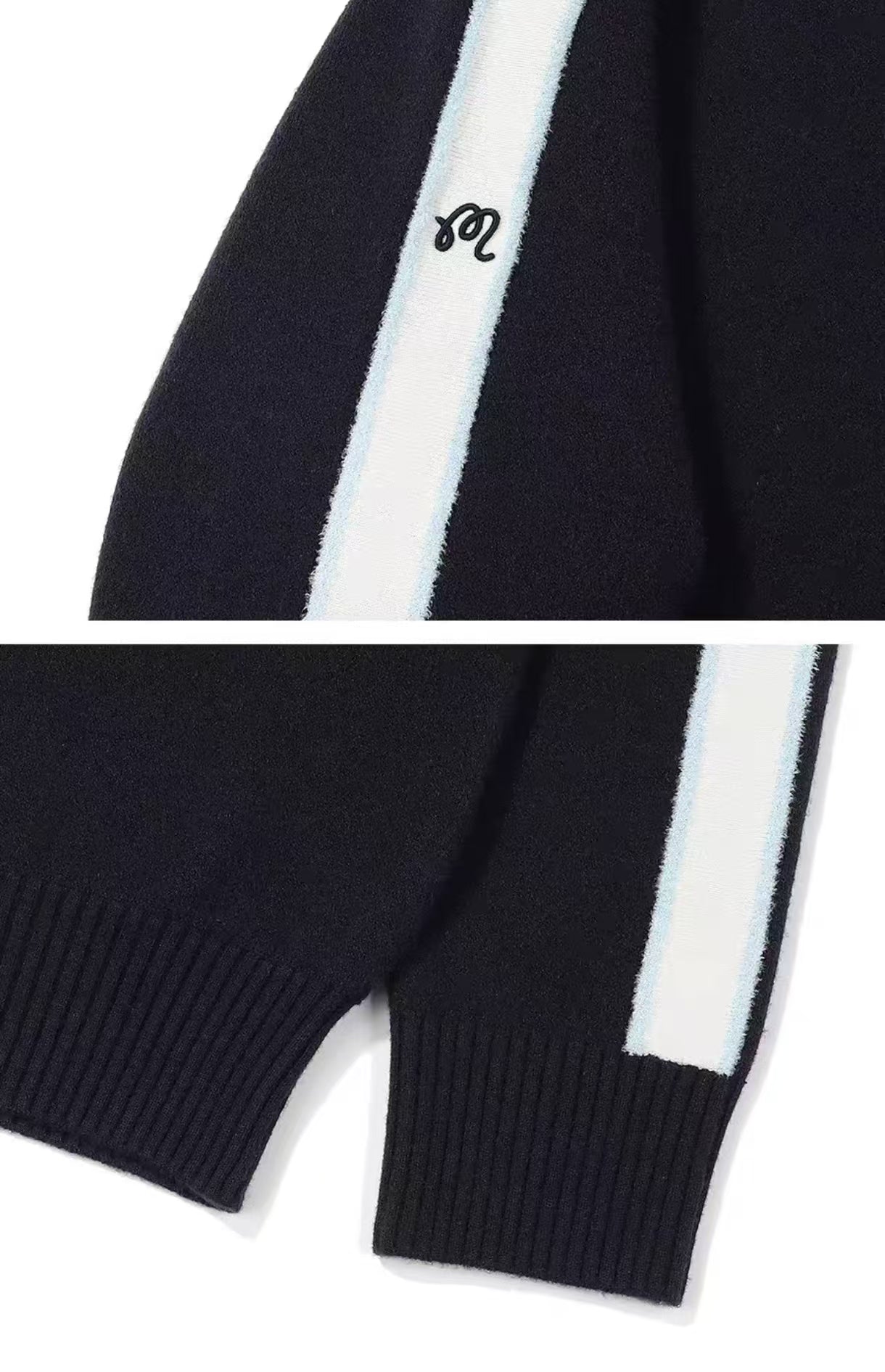 Malbon Women's Slim Fit Knit Long Sleeve Top Black knit golf long sleeve front view