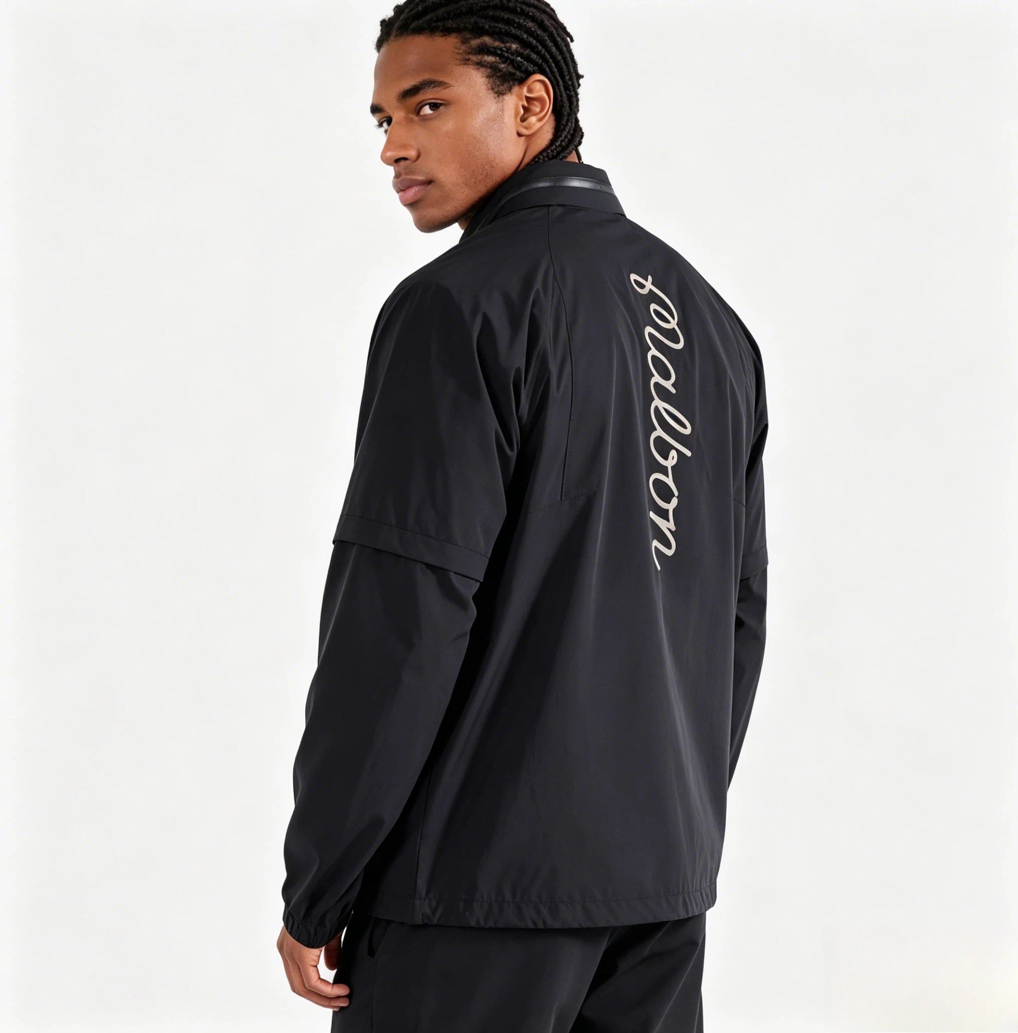 Malbon Studio Seoul Rain Jacket Black golf rain jacket front view