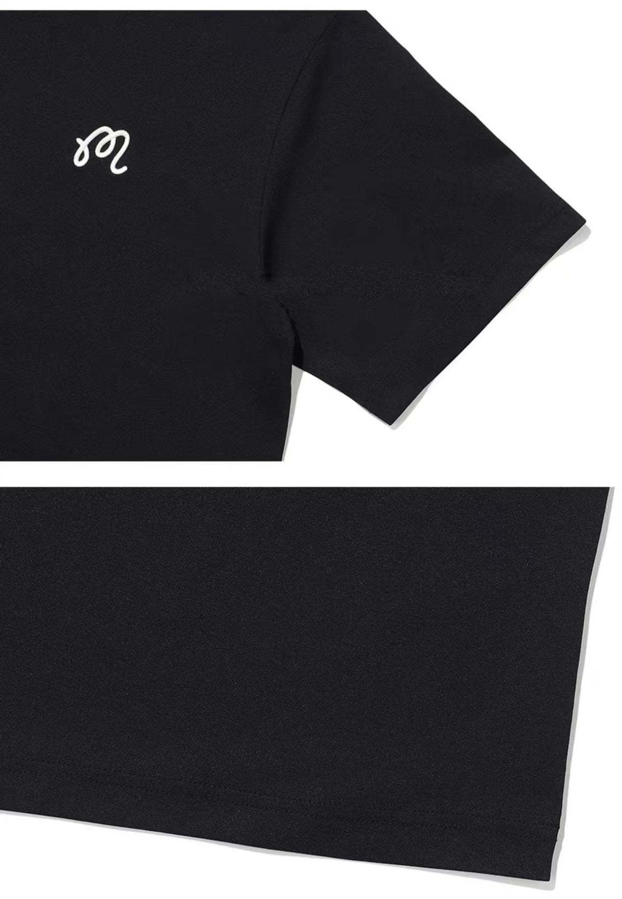 Malbon men's relaxed-fit cotton crewneck golf T-shirt in Black, logo and fabric detail