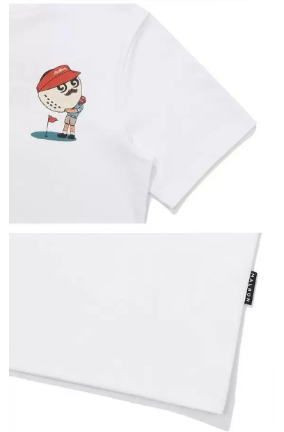 Malbon Unisex Dosan Graphic Golf T-Shirt White sleeve and hem detail