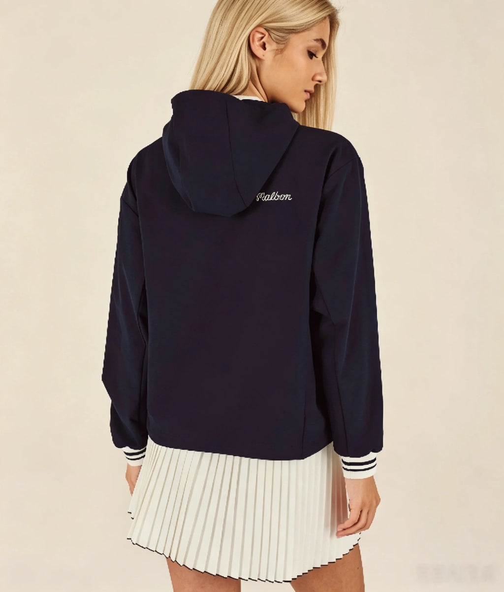 Malbon Studio Seoul Woven Anorak Navy Navy golf anorak front view