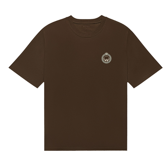 Malbon Bermuda Maxwell Graphic Golf T-Shirt Brown front view