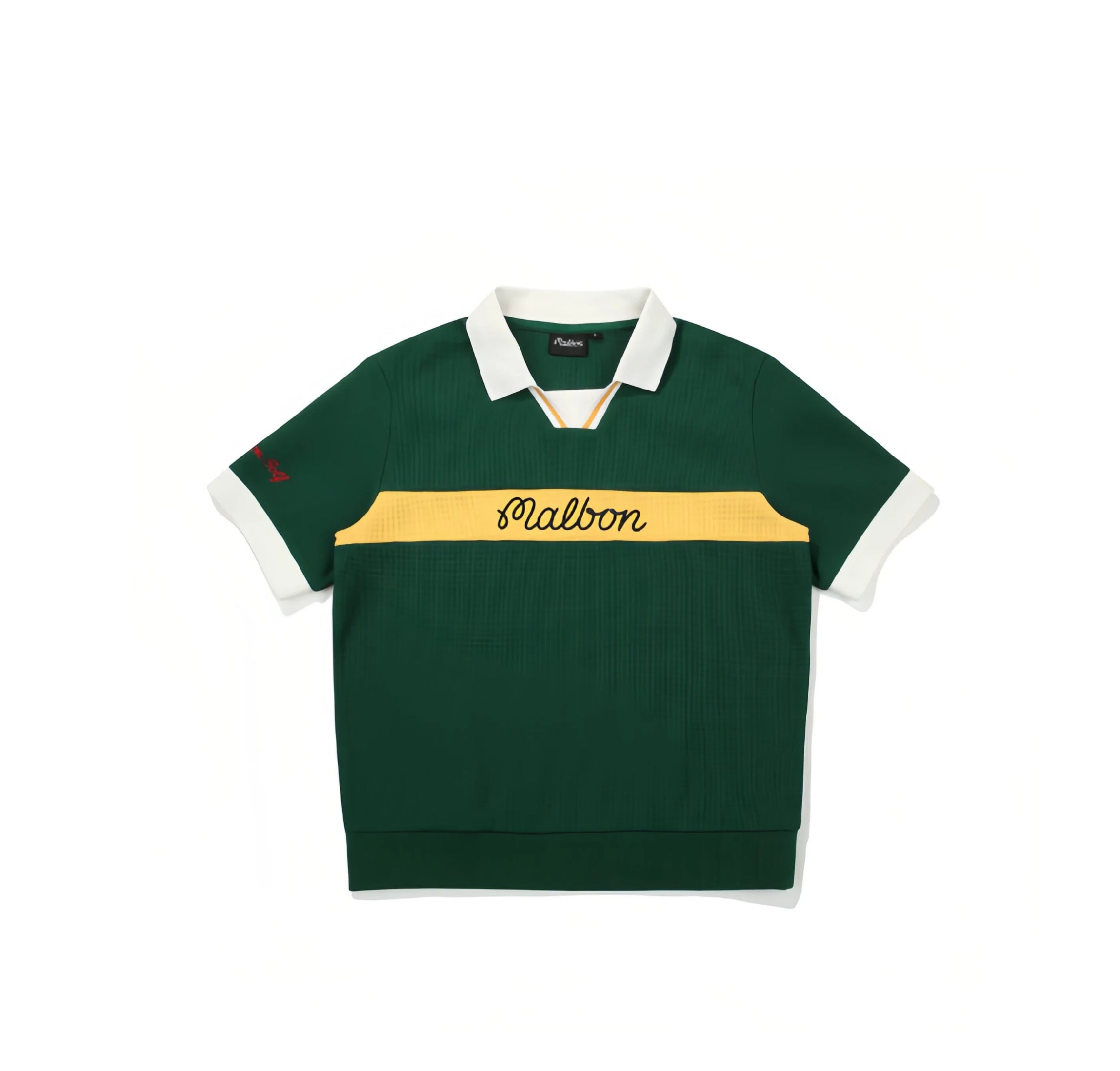 Malbon men golf polo shirt in green front view