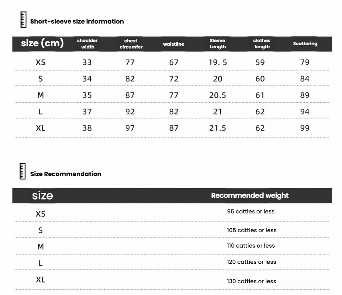 Women’s Summer Quick-Dry Golf Tennis Shirt Skirt Set size chart
