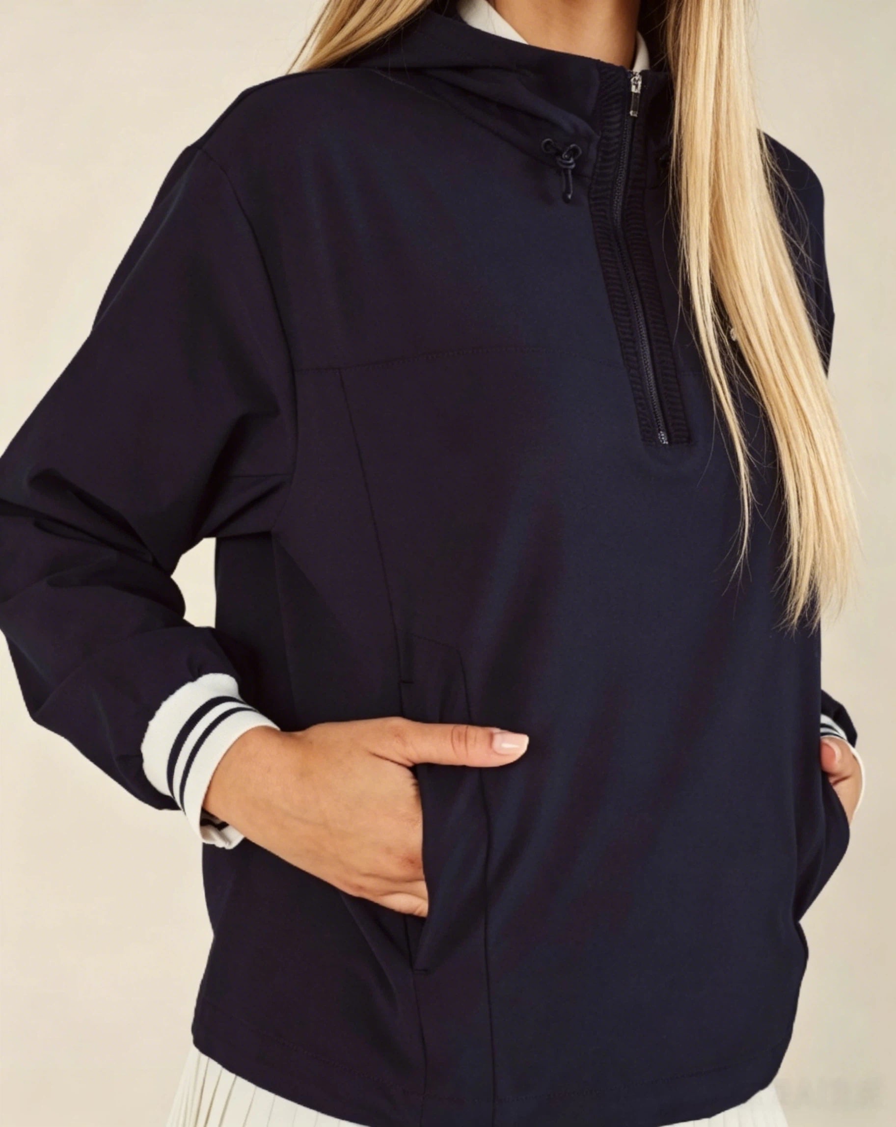 Malbon Studio Seoul Woven Anorak Navy Navy golf anorak front view