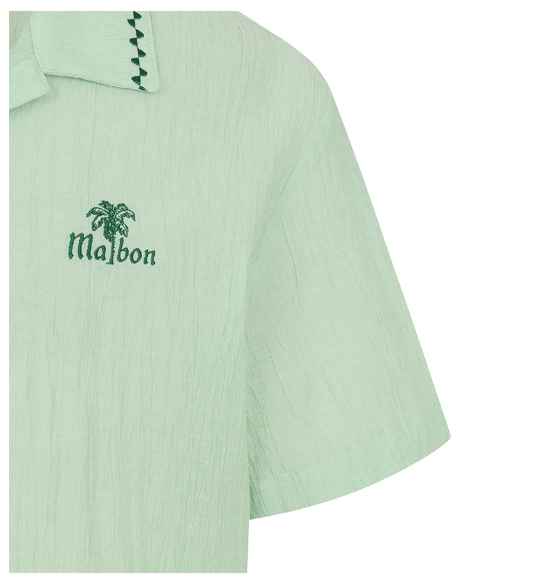 Malbon men's Textured Quick-Dry Lightweight Golf Polo in Navy Blue, trim detail