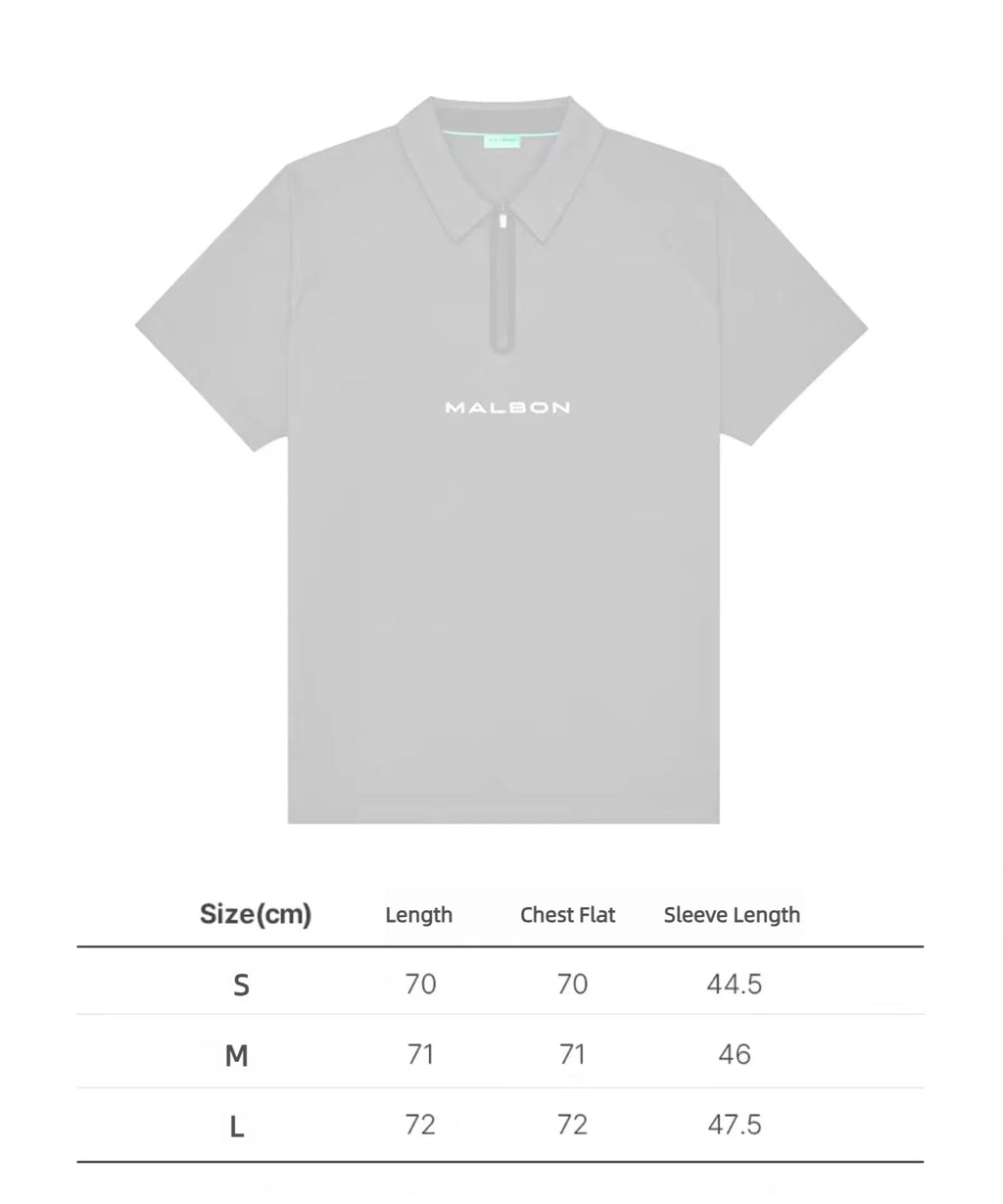 Malbon men's quarter-zip golf polo shirt White size chart