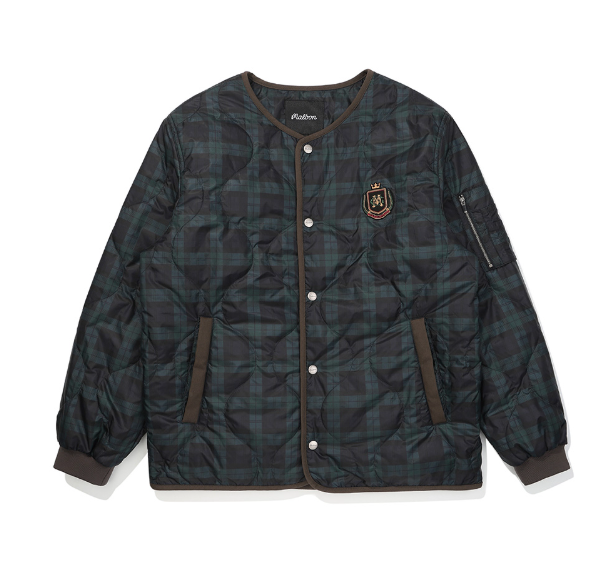 Malbon Golf Men’s Plaid Insulated Full-Zip Padded Jacket front view