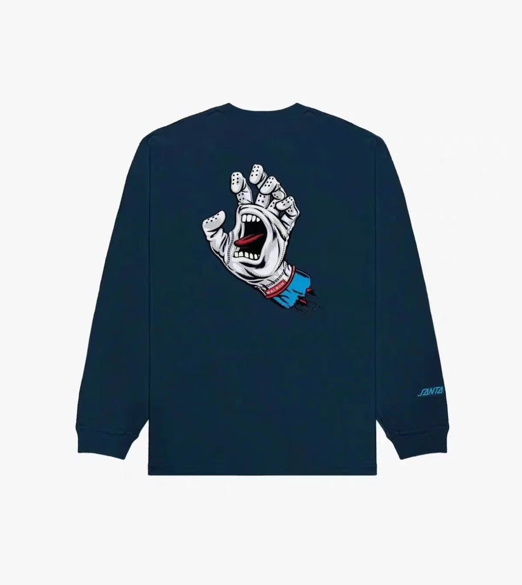 Malbon Men's Graphic Long-Sleeve Golf T-Shirt Navy back view