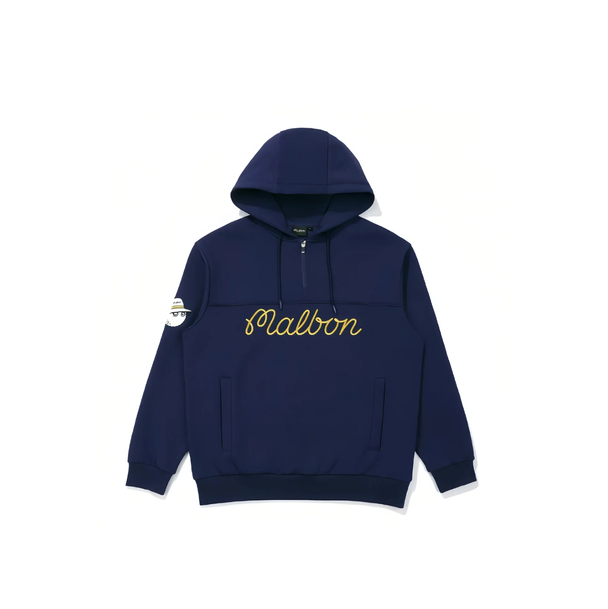 Malbon Men Golf Hoodie Half Zip Casual Sport Jacket Navy Blue front view