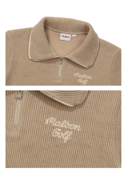 Malbon women sweatshirt half-zip funnel collar detail
