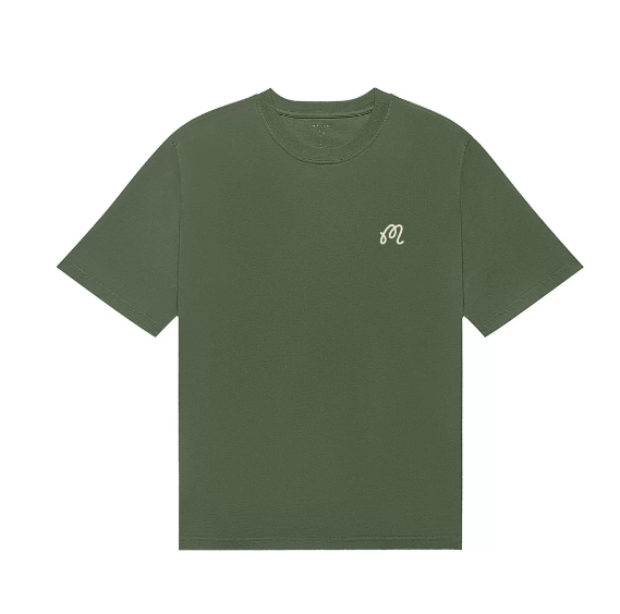 Malbon men's relaxed-fit cotton graphic golf T-shirt in Olive, front view