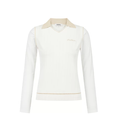 Malbon Women's Knit Long Sleeve Beige knit long sleeve golf top front view