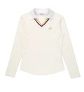 Malbon Women's Moisture-Wicking Long Sleeve Golf Polo Beige long sleeve golf polo front view