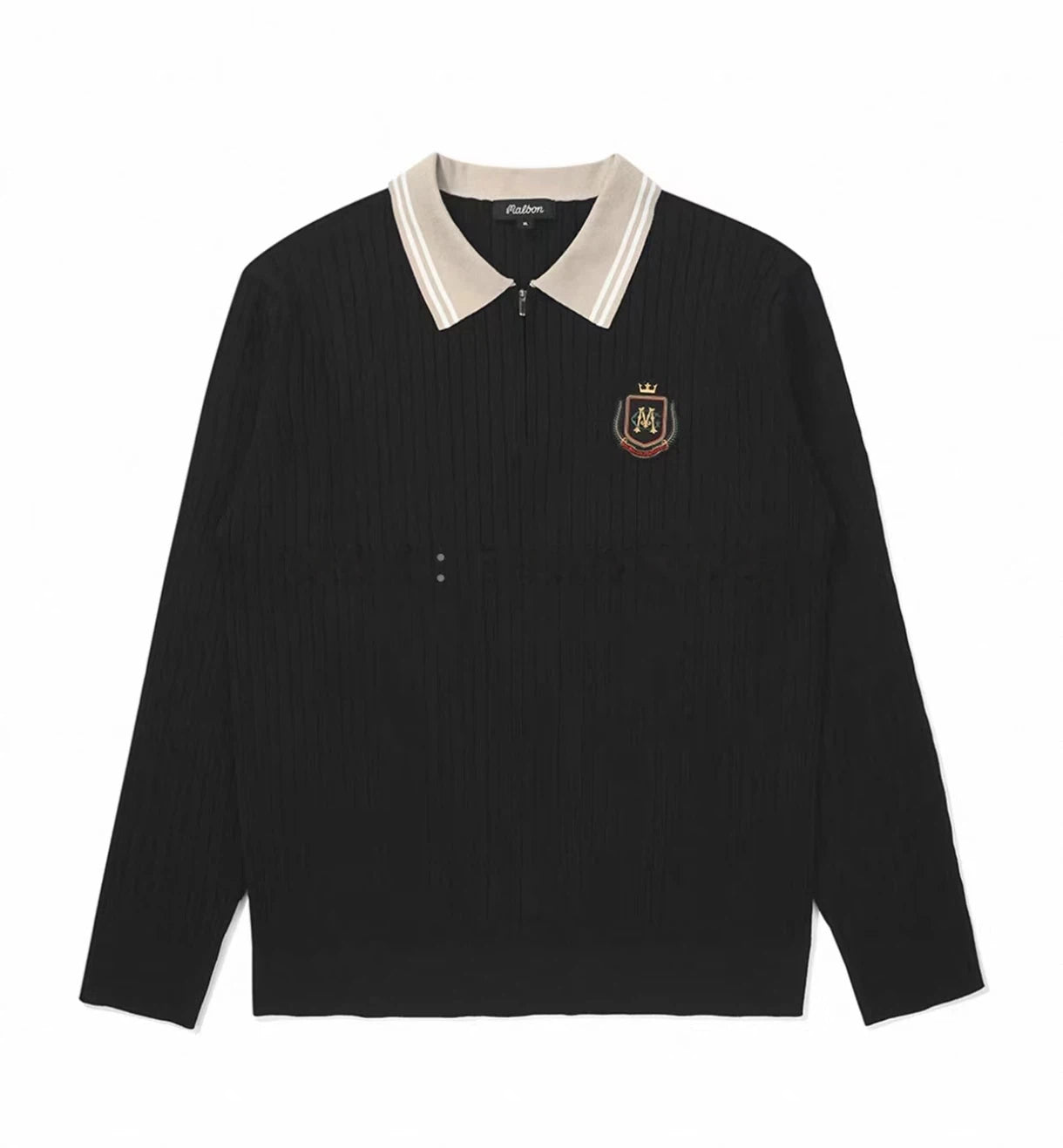 Malbon Preserve Cable Knit Sweater Black golf sweater front view
