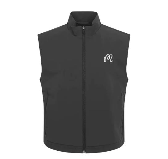 Malbon men's loose outdoor golf vest in black front view