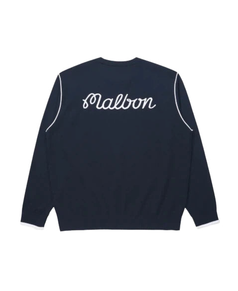Malbon Studio Seoul Double-Knit Men's Pullover Navy golf pullover front view