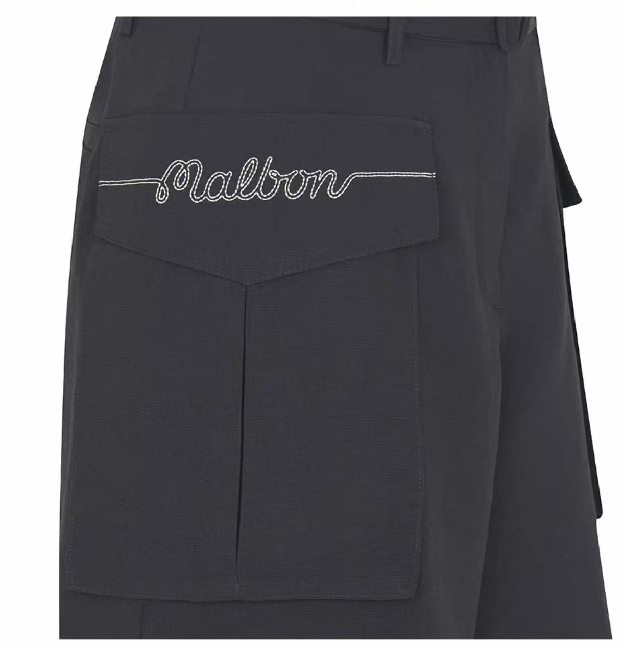 Malbon Women's Breathable Cargo Golf Shorts Black cargo golf shorts detail view