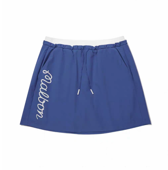 Malbon Studio Seoul Pintuck Flared Skirt Blue golf skirt front view