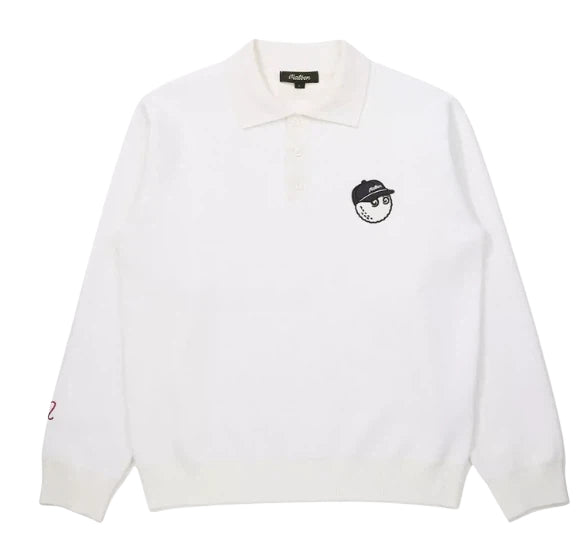 Malbon Studio Seoul Buckets Polo Sweater Cream golf sweater front view
