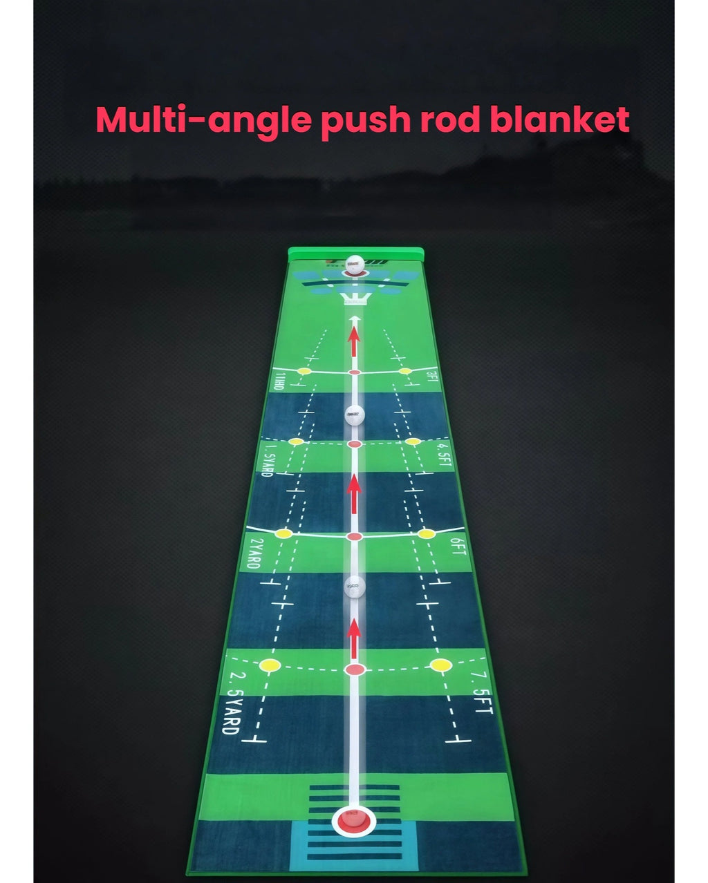 PGM putting mat ball-stop baffle and alignment line for accurate lag putting practice