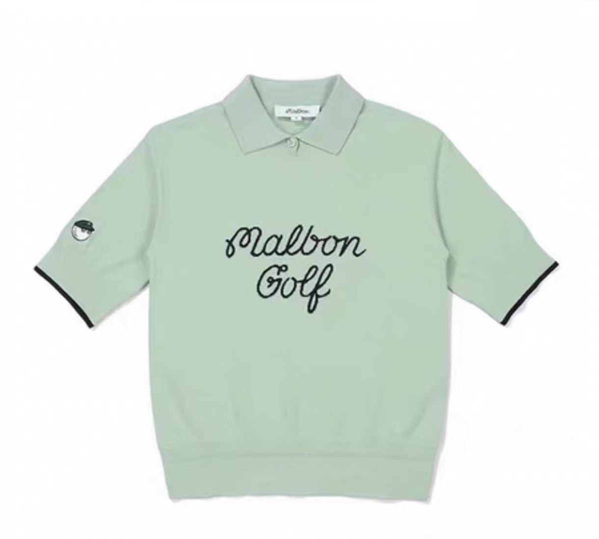 Malbon Women's Embroidered Breathable Golf Polo Mint Green breathable golf polo front view