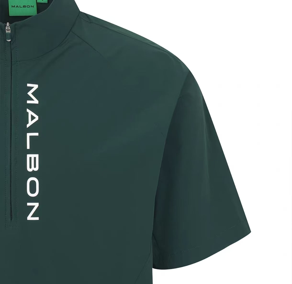 Malbon Studio Seoul Hybrid Anorak Green hybrid golf anorak detail view