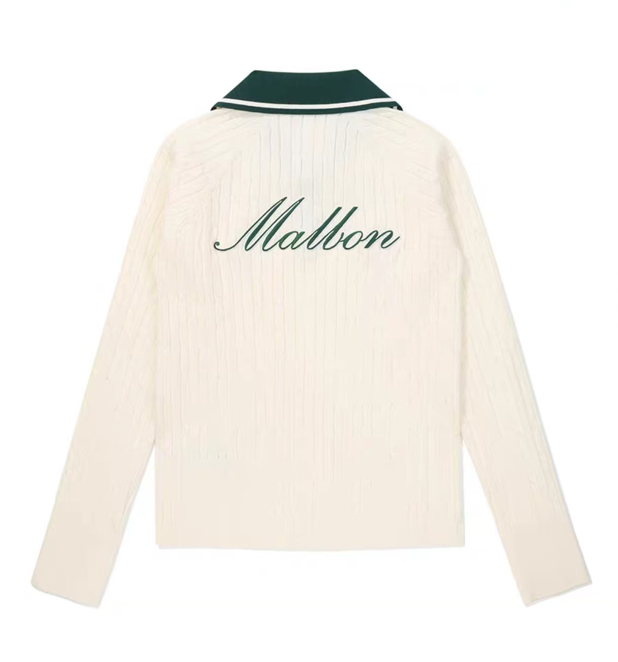 Malbon Preserve Point Collar Knit Ivory knit golf top back view