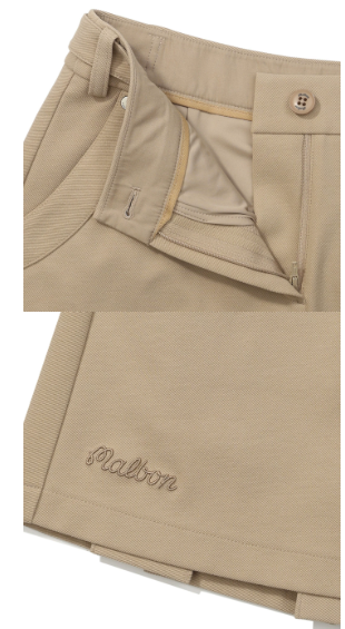 Malbon Preserve Back Pleated Skirt Khaki pleated golf skirt front view