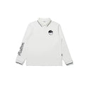 Malbon Men's Long-Sleeve Golf Polo Shirt White long sleeve golf polo front view