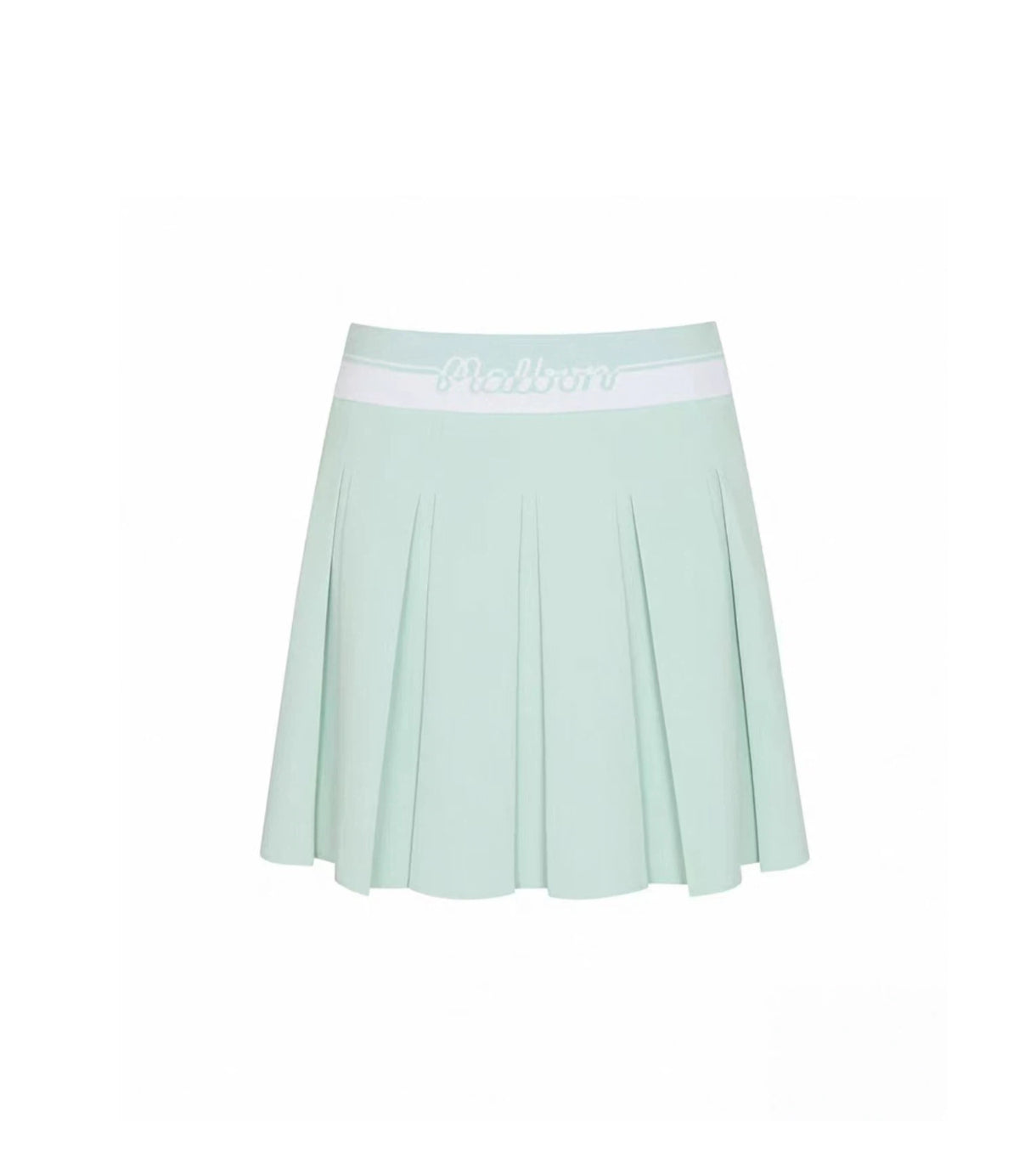 Malbon Studio Seoul Logo Banding Pleated Skirt Mint Green pleated golf skirt detail view